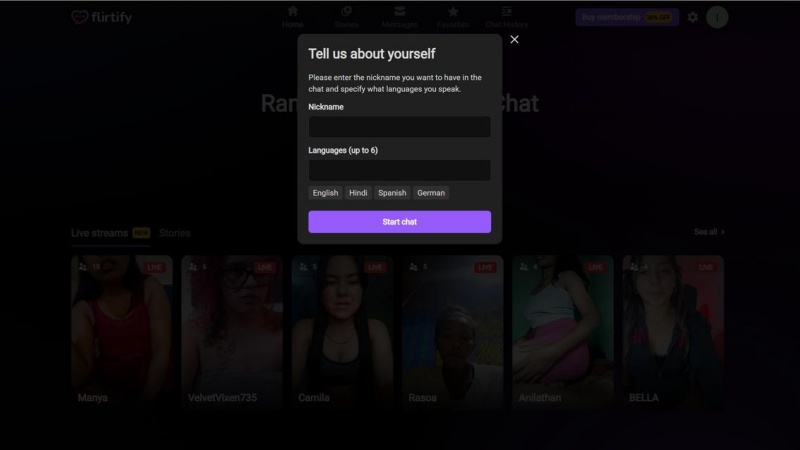 After entering a few basic details, you can instantly join the chat room and start talking with others.